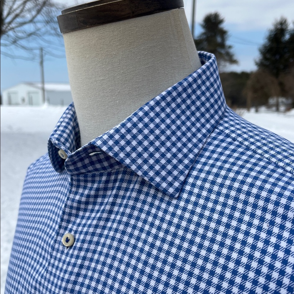 -Peter Millar Blue/White Gingham Button Down L/S As New Shirt Men's Size L - Picture 3 of 14